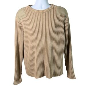 Vintage LL Bean Mens 100% Cotton Commando Sweater Size L Outdoors Camp Hike Gorp